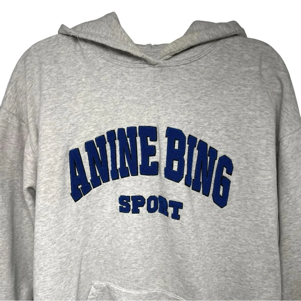 Anine Bing Sport Tyler Hoodie Grey Heather Logo Oversized Sweatshirt Women’s XS - Picture 4 of 13